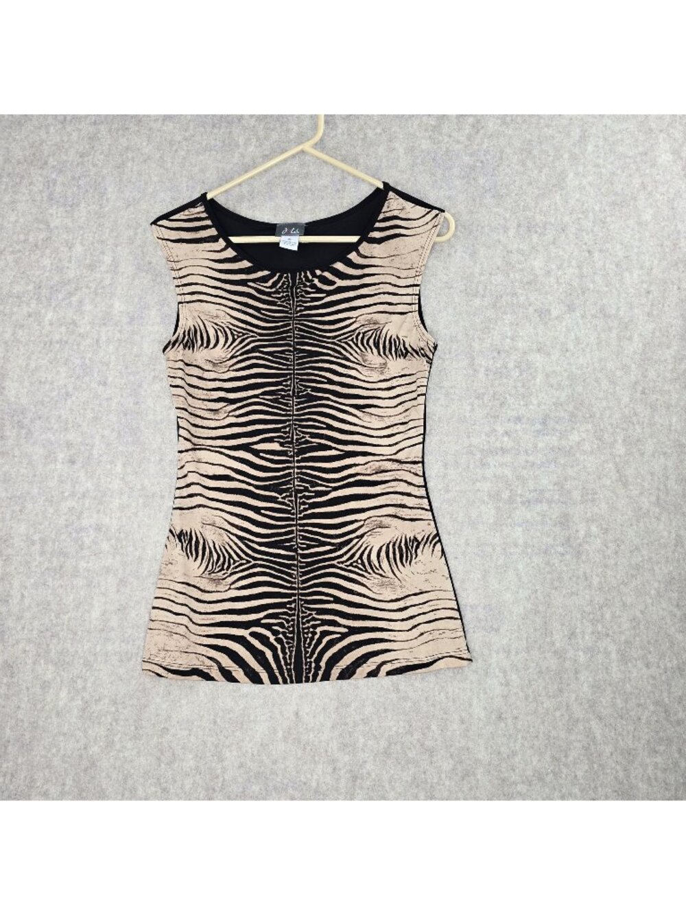 Dots Womens Sleeveless Zebra Print Top Beige/Black Medium Stretch Casual Stylish